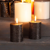 Glitter Black Candle Small, Set Of 2 - Home4u